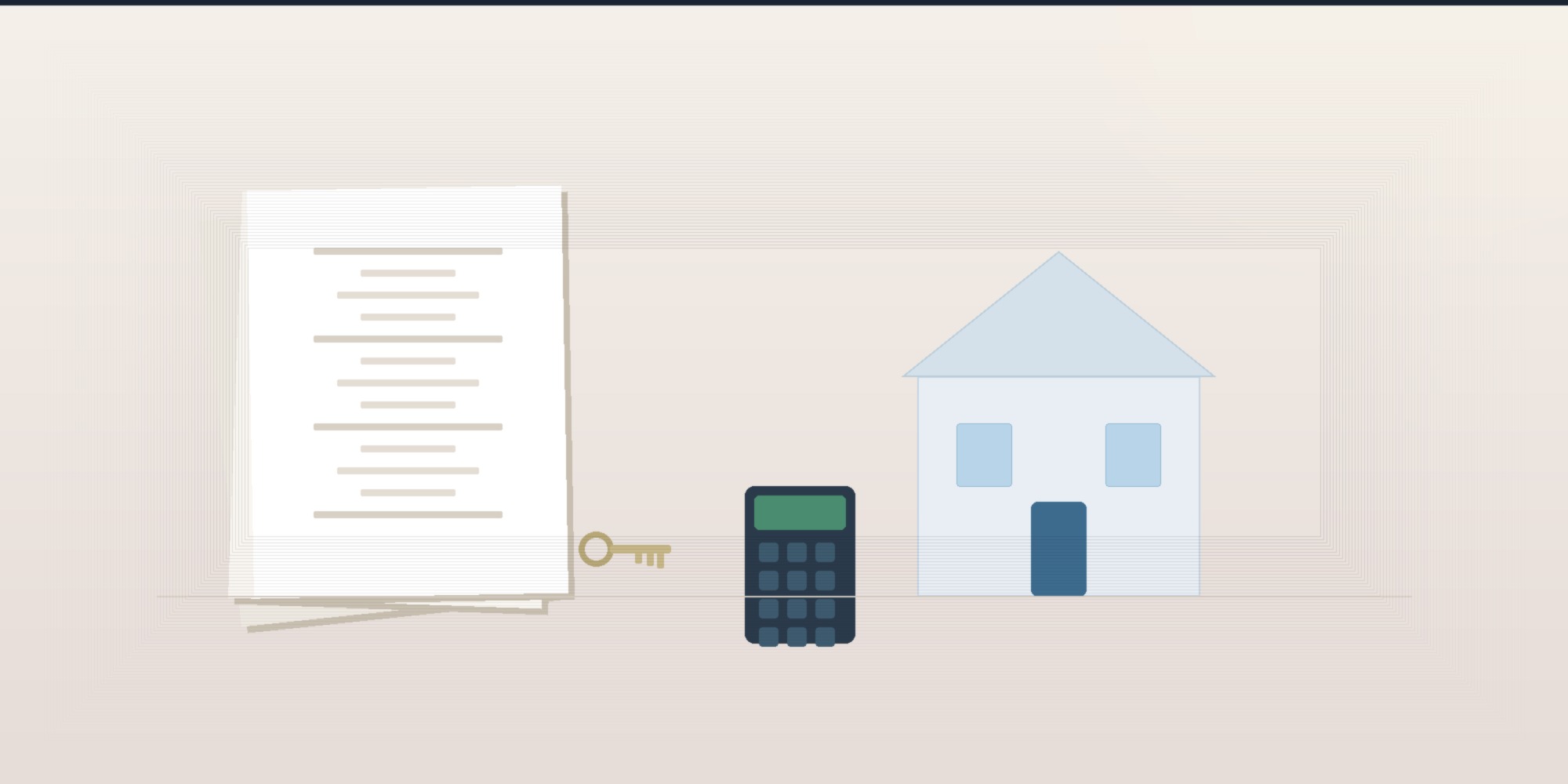 Mortgage refinancing documents, calculator, and house keys on a clean wooden desk